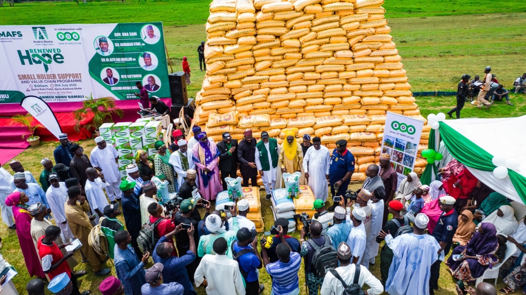 BOA MD/CEO Ayo Sotinrin at the flag-off of the Renewed Hope Smallholder Support and Value Chain Programme in Zaria, Kaduna State.